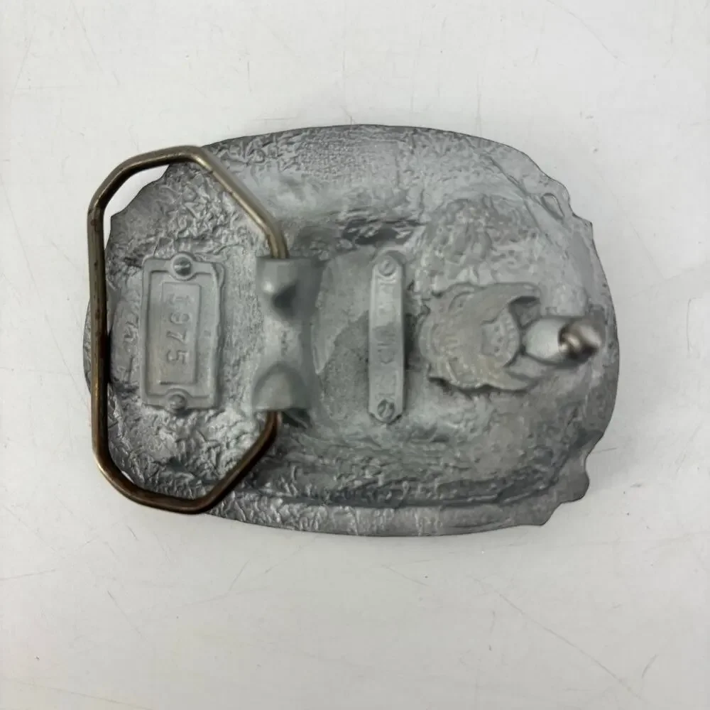Vintage Belt Buckle Mechanics Performance Guaranteed Pewter Enamel